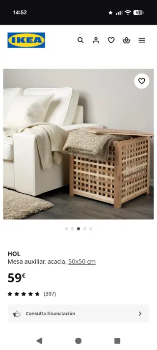 Mesa auxiliar de madera HOL de Ikea