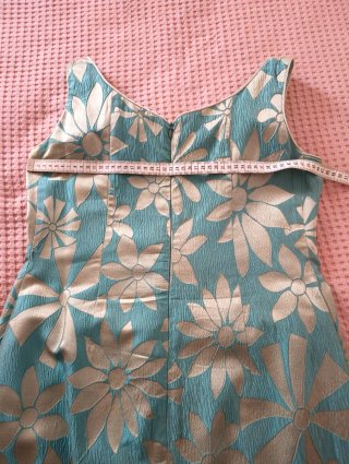 Vestido largo fiesta flores azul turquesa T46.