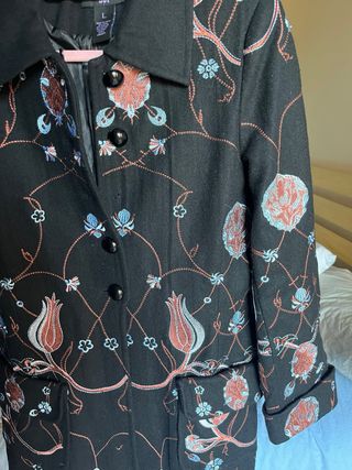 Cappotto Anna Sui Ricamato Floreale Taglia L