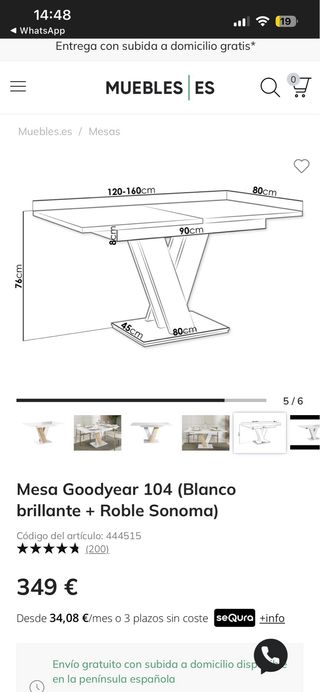 Mesa y 6 sillas de diseño