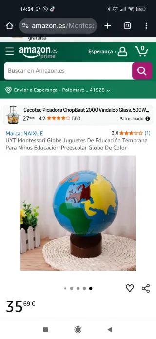 Globo terráqueo Montessori