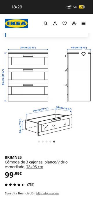 Cómoda Blanca Ikea con Cristal