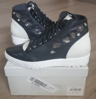 Scarpe Fracomina n. 38 Pelle Nero/Bianco