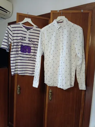 Lote Camisa Blanca y Camiseta Rayas