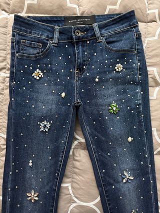 Jeans donna con strass