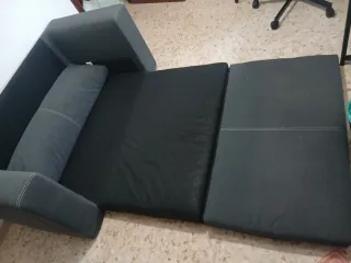 Sofá de 2 plazas gris convertible en cama.