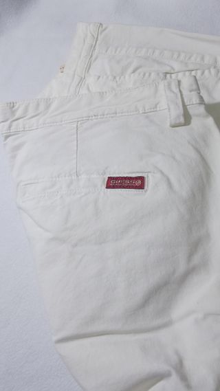 Guess Pantalone Donna Bianco L W29 Cotone Dritto