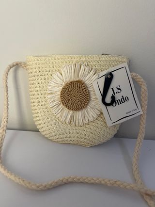 Bolso pequeño J.S Ondo flor blanco y beige
