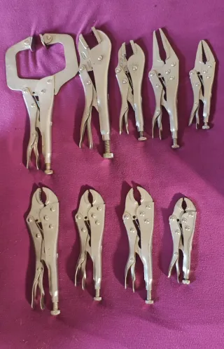 Lote 9 Mordazas de Presión Tipo Alicate