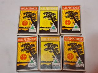 6 Scatole di fiammiferi vintage Nitedals Hjelpestikker