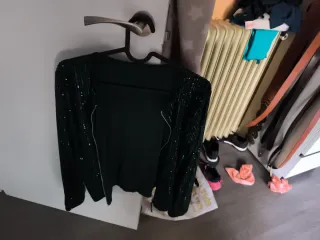 Chaqueta lentejuelas verde y plateada