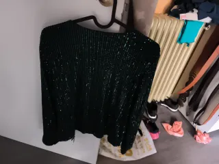 Chaqueta lentejuelas verde y plateada