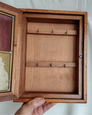 Portachiavi vintage vetro e legno