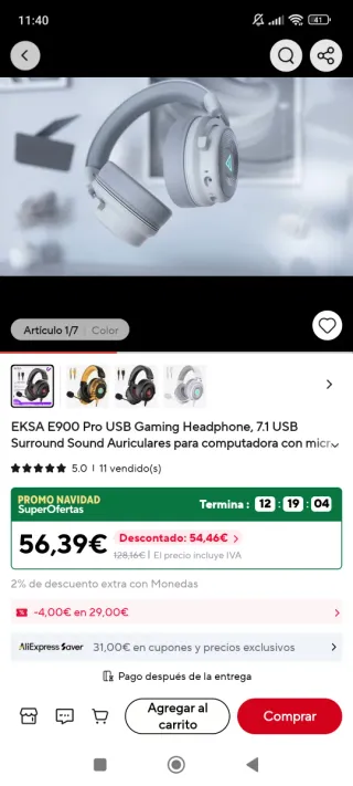 Auriculares Gaming EKSA E900 Pro 7.1