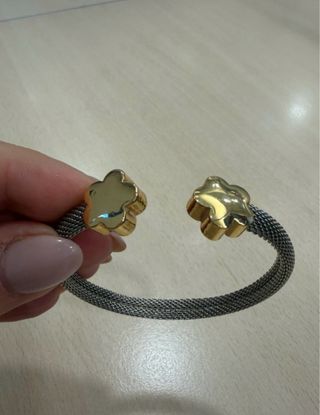 Conjunto Pulsera y Anillo dorado y plateado.