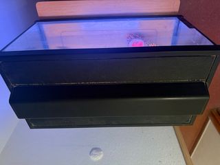 Acuario con decoración y termómetro