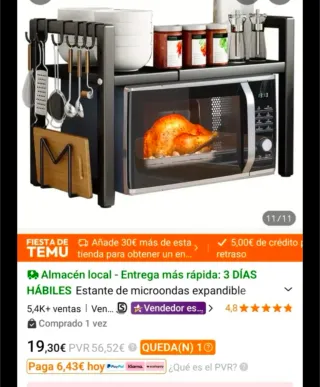 Scaffale da Cucina Microonde Espandibile. Nuovo