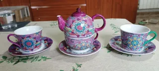 Set da tè Mandala con 2 tazze e piatti