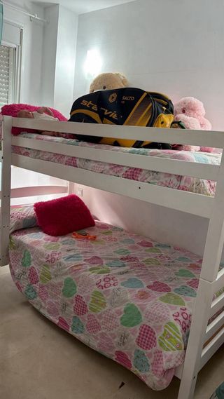 Cama litera madera 90cm + 2 colchones