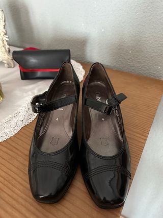 Zapatos negros charol Mary Jane tacón talla 37