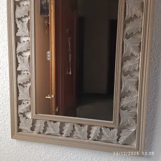 Mesita y espejo de entrada madera