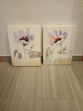 Set di 2 quadri con fiori astratti 30*40 cm