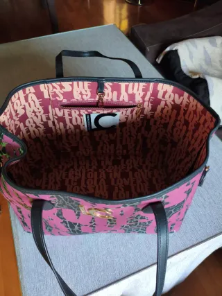 Bolso Shopper Lola Casademunt Multicolor y Rosa