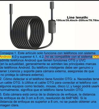 Cámara Endoscópica USB Android/PC