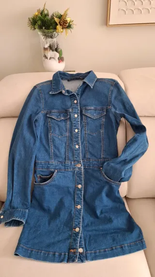 Vestido vaquero manga larga con elastan