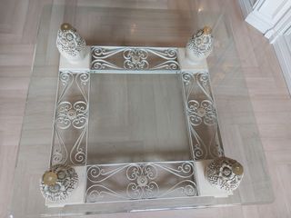 Mesa de centro cristal y metal