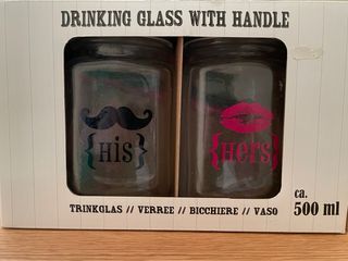 Set 2 Bicchieri con cannucce His & Hers