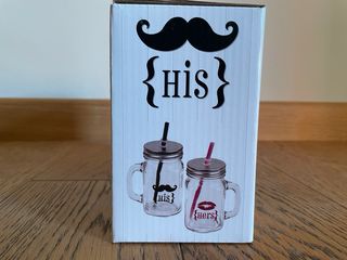 Set 2 Bicchieri con cannucce His & Hers