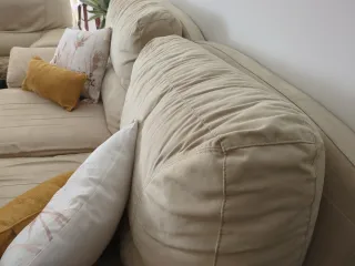 Sofá de tela robusto beige 3 plazas