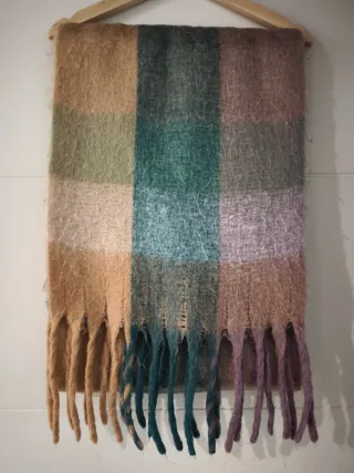 Bufanda grande cuadros pastel