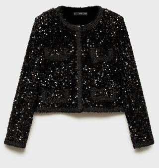 Chaqueta Lentejuelas Negra de Mango