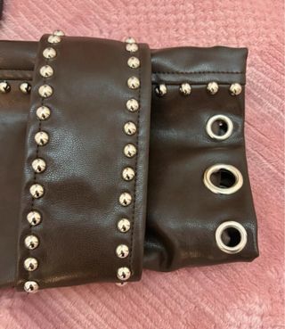 Chaqueta Piel Tachuelas Marrón