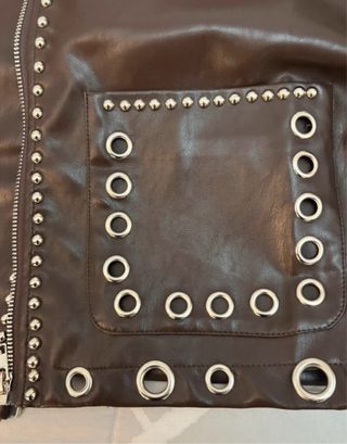 Chaqueta Piel Tachuelas Marrón