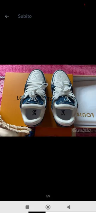 Louis Vuitton LV Trainer Sneakers Blu/Bianco