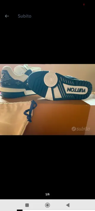 Louis Vuitton LV Trainer Sneakers Blu/Bianco