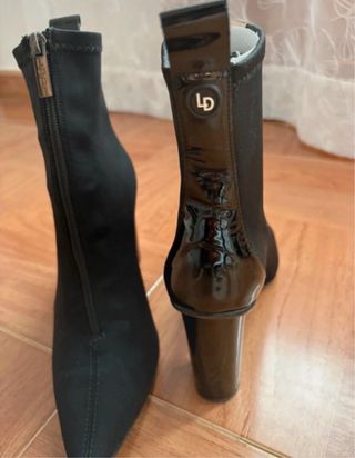 Botines Lodi Charol Negro Tacon Bloque