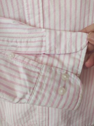 Camisa oxford rayas rosas sobre blanco
