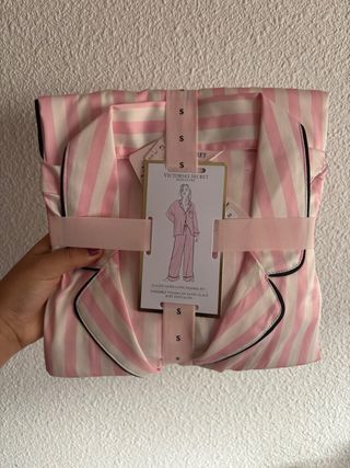 Pijama Victoria's Secret Rayas Rosa Talla S