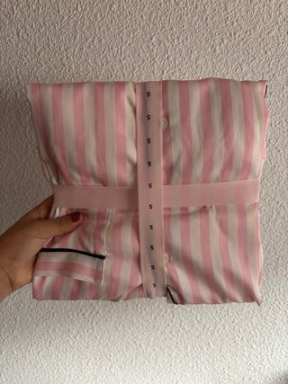 Pijama Victoria's Secret Rayas Rosa Talla S