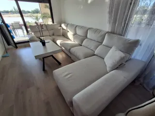 Sofá modular beige de tela