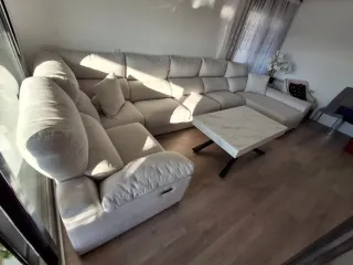 Sofá modular beige de tela