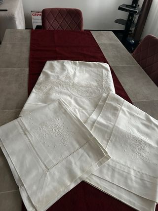 Lenzuola matrimoniali lino ricamo a mano