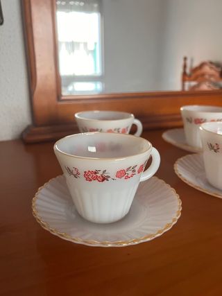 Set 5 Tazze da Caffè Vintage Fiori Dorati