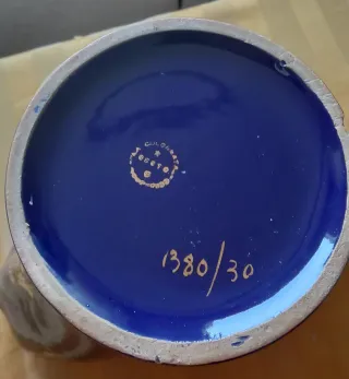 Vaso porcellana blu con decori oro