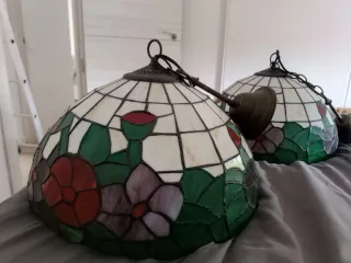 2 Lampade a Soffitto in Cristallo Tiffany Fiori