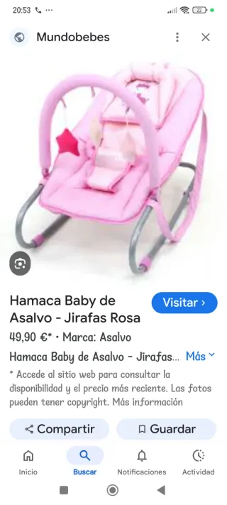 Hamaca bebé Asalvo rosa lunares